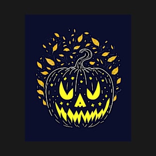 Happy Halloween Spooky Jack O Lantern Yellow Orange And Black Carved Pumpkin T-Shirt