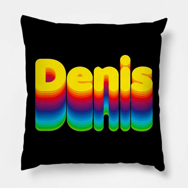 Rainbow Layers Denis Name Label Pillow by KedaiComel