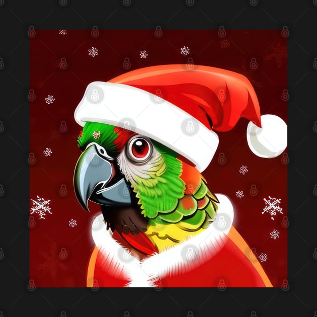 Adorable Green Cheeked Conure Santa Hat Suit Christmas by Jim N Em Designs