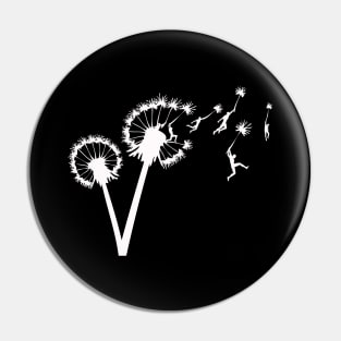 Dandelion People Flight - white silhouette Pin