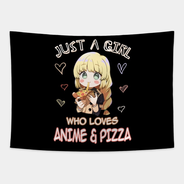 Just A Girl Who Loves Anime Gifts for Teen Girls Anime and Pizza Tapestry by nvqdesigns