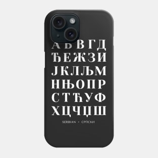 Serbian Alphabet Chart, Bold Serbian Language Chart - Black Phone Case