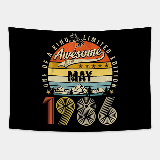 Awesome Since May 1986 Vintage 37th Birthday Tapestry by Red and Black Floral