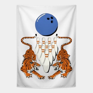 Tiger Bowling Ball Sports Team Jersey - Bowler White Version Tapestry