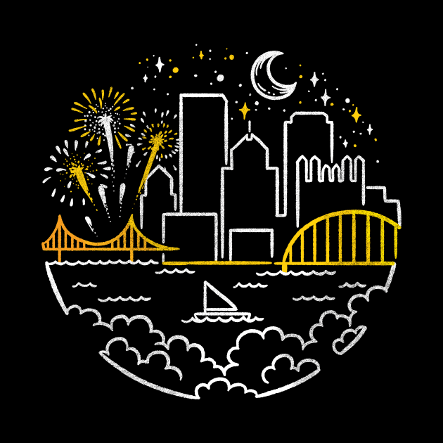 Pittsburgh Monoline Starry Skyline by polliadesign