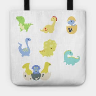 colorful baby dinos sticker pack design Tote