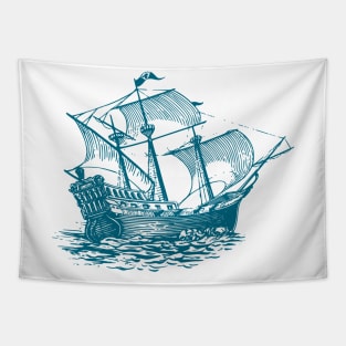 Wooden Sailing ship sketch Tapestry