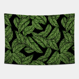 Tropical Green Leaves Pattern Tapestry