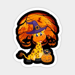 Giraffe pumpkin witch Magnet