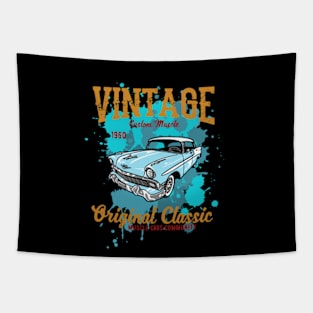 vintage gas garage, hot rod, Tapestry