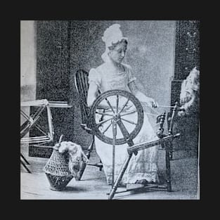 Spinning wheel, 19th century, black and white antique history T-Shirt