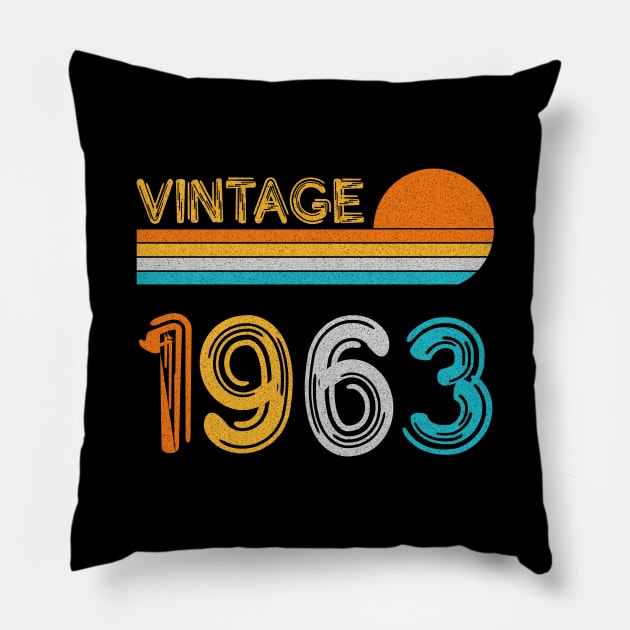 Vintage 1963 Happy 60th Birthday Retro Pillow by myreed