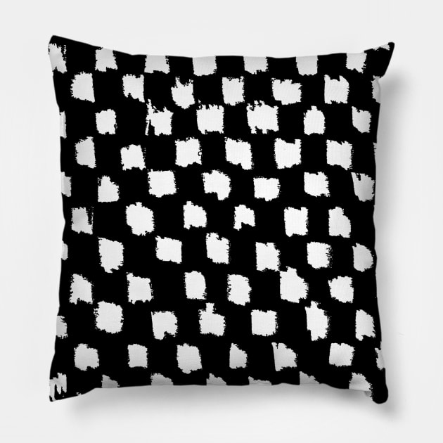 Hand drawn checkerboard pattern black and white Pillow by badlydrawnbabe