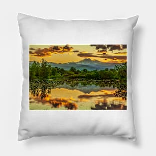 Warm Golden Ponds Sunset Pillow