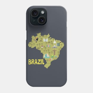 Brazil Illustrated Map Phone Case