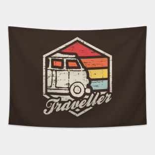 Retro Badge Traveller Dark Tapestry