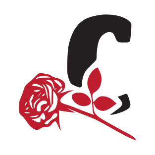 Letter C monogram with a red rose T-Shirt