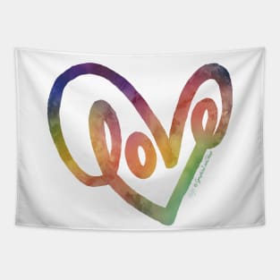 Rainbow Heart Love Handlettering © 2022 GraphicLoveShop Tapestry