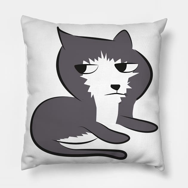 Not amused cat Pillow by eugedoodles