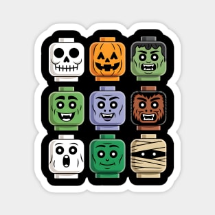 Halloween Building Brick Heads | Toy Brick Monster Collection Magnet