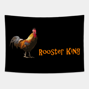 Rooster King on Black Horizontal Tapestry