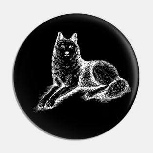 Lying Wolf (White) Pin