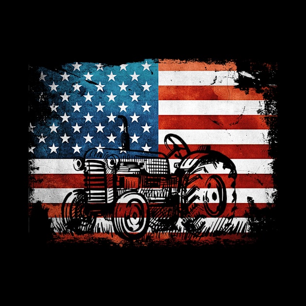 USA Flag Patriotic Tractor 4th Of July by paola.illustrations