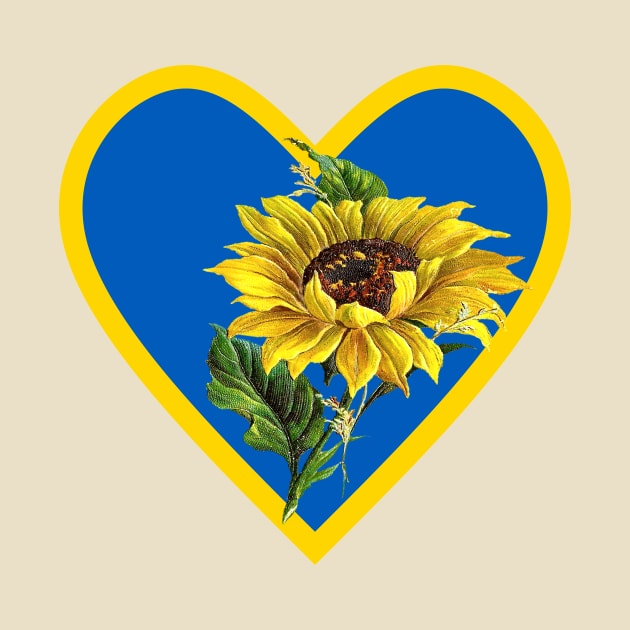 Sunflower in Sapphire Blue and Yellow Heart by SeaChangeDesign