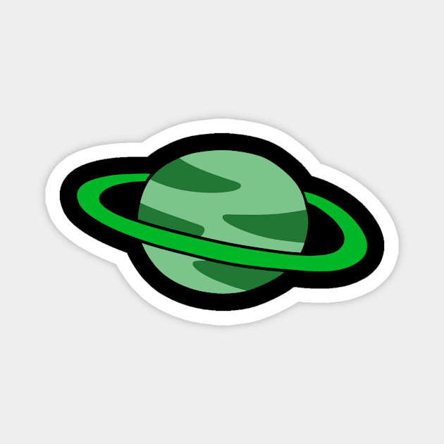 Green Ringed Planet Magnet by saradaboru