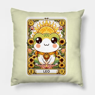 Leo Zodiac Cottagecore Frog Tarot Card Birthday Kawaii Pillow