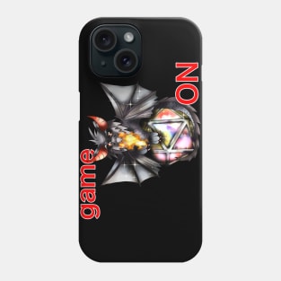 Game ON with a D20 dice and a black dragon Phone Case