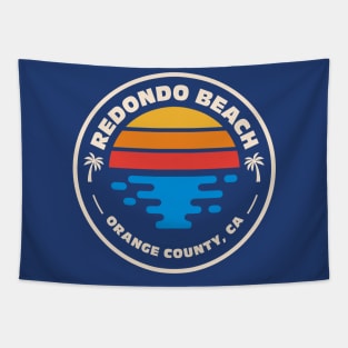 Retro Redondo Beach Orange County California Vintage Beach Surfing Emblem Tapestry