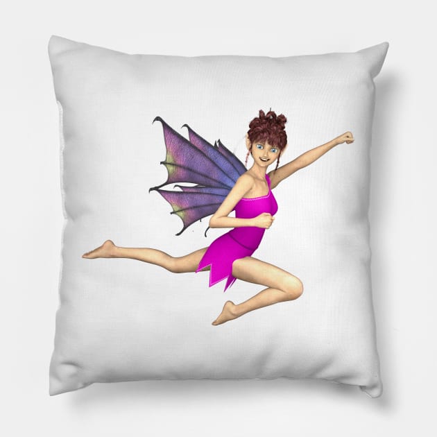 No Limits cute elf faerie fairy flying through air dragon wings Pillow by Fantasyart123