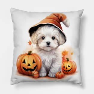 White cute Halloween puppy Dog Pillow