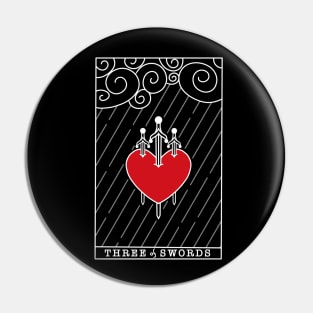 Three of swords tarot card minimalistic design dark version Pin