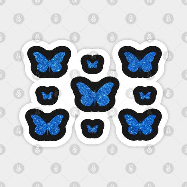 Blue Faux Glitter Butterflies Magnet by Felicity-K