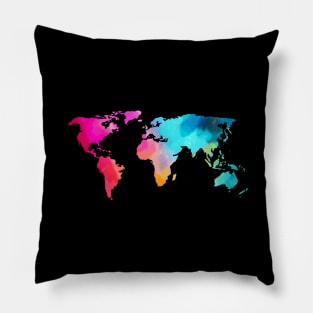 Colorful World Map Pillow