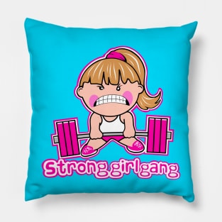 Strong Girls, fitness girl, gym girl, barbell girl Pillow