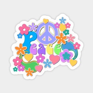 Peace and Love Hippy Flower Power Design Magnet