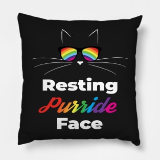 Resting Purride Face Gay Pride Cat Face With Rainbow Sunglasses Pillow