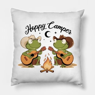 Hoppy Camper Funny Frog Pillow