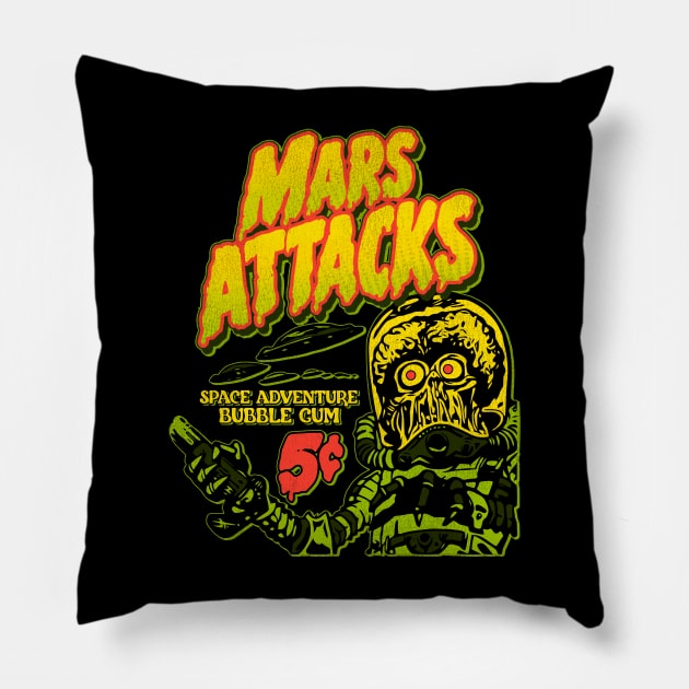 Mars Attacks Bubble Gum (1962) Pillow by darklordpug