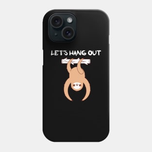 sloth hanging from tree funny illustration art Phone Case