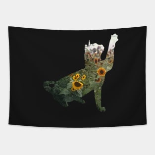 Sunflowery Cat Tapestry