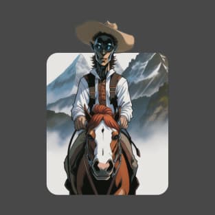 Terrifying Alien Cowboy Riding Horse T-Shirt