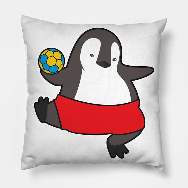 Penguin as Handball player with Handball Pillow by Markus Schnabel