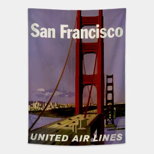 San Francisco - United Air Lines - Vintage Travel Tapestry