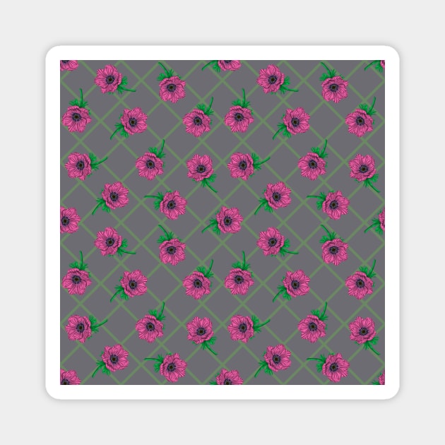 Anemone Field Pink Magnet by floratineart