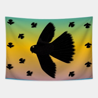 Pattern. Black Morph Fantail. New Zealand Bird Species Tapestry