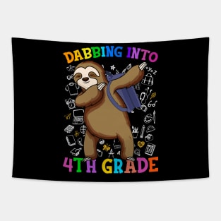 Dabbing Into 4th Grade Sloth Shirt Back To School Gifts Tapestry